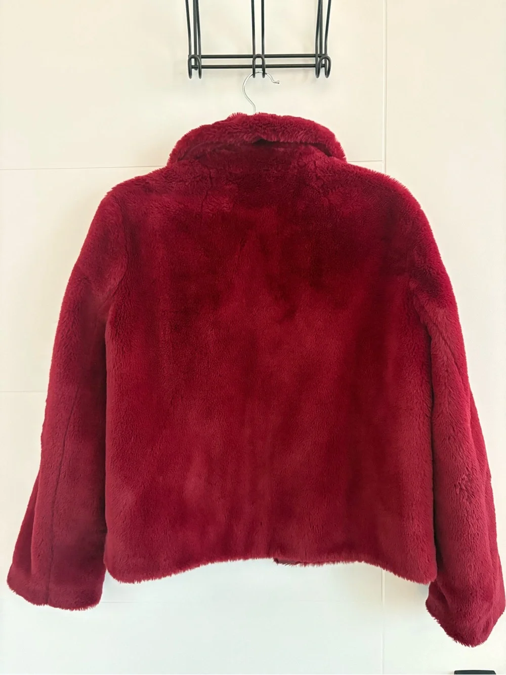 J. Crew Dark Red Faux-Fur Teddy Jacket